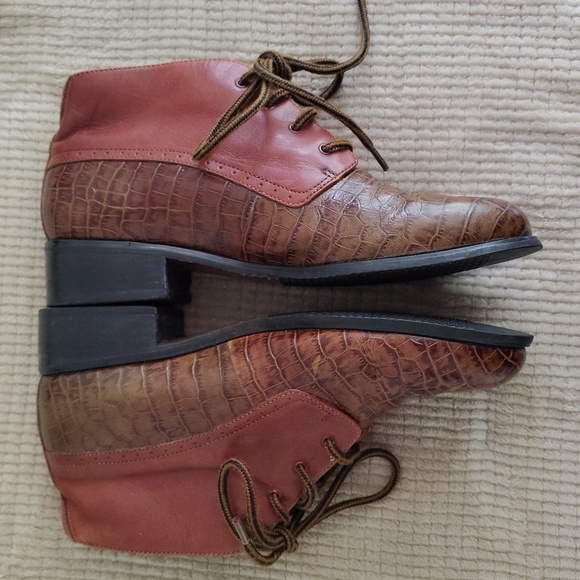 ARIAT Croc Embossed Leather Lace Up Boots Women's 8B - Picture 12 of 15